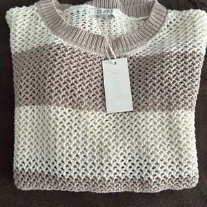 Z Supply Women's Knit Sweater in Cream and Tan